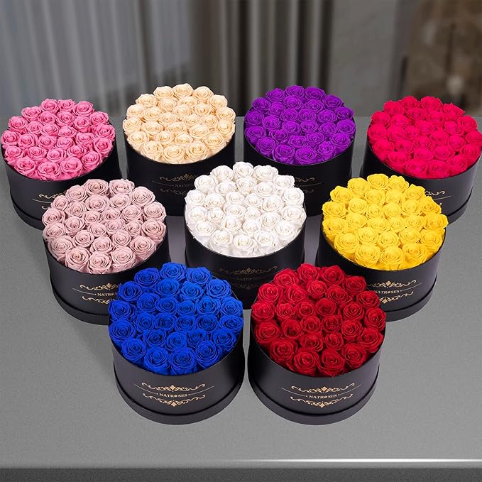 NATROSES 27 Piece Forever Preserved Roses in a Box, Preserved Flowers for Delivery Birthday, Flowers Gifts for Mothers Day, Yellow