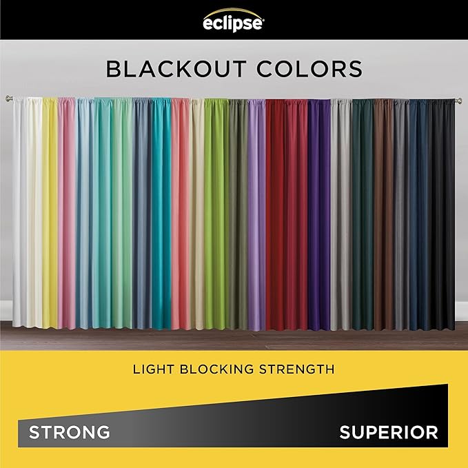 Eclipse Kendall Modern Thermaback Blackout Window Curtains, Rod Pocket, Insulating and Noise Reducing Window Curtains, 84 Inch Long x 42 Inch Wide, Curtain Panel Set, 2 Pack, Turquoise