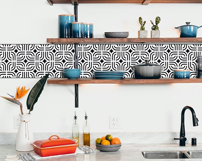 FLFK Wallpaper Border - Black and White Peel and Stick Wall Borders Decal Trim Geometric Pattern 10" x 240"