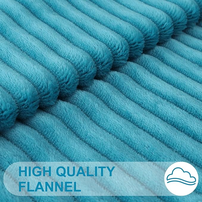 Simmore Decorative Spring Euro Sham Throw Pillow Covers 24x24 Set of 2, Soft Natural Plush Flannel Double-Sided Fluffy Couch Pillow Covers for Sofa Living Room, Teal