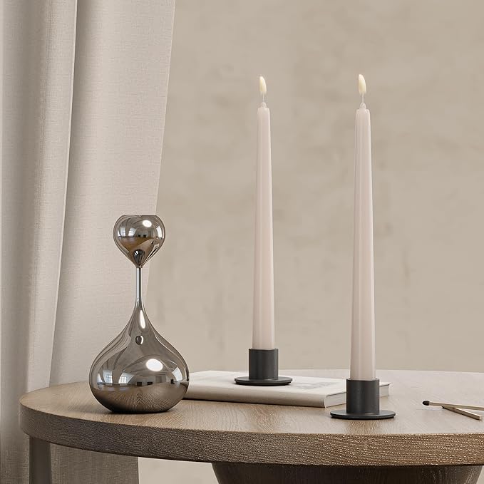 2 Pcs Black Candle Holder - Elegant Taper Candle Holders, Classic Candlestick Holders for Table Centerpiece, Festive Christmas Mantel Display or Sophisticated Home Decor