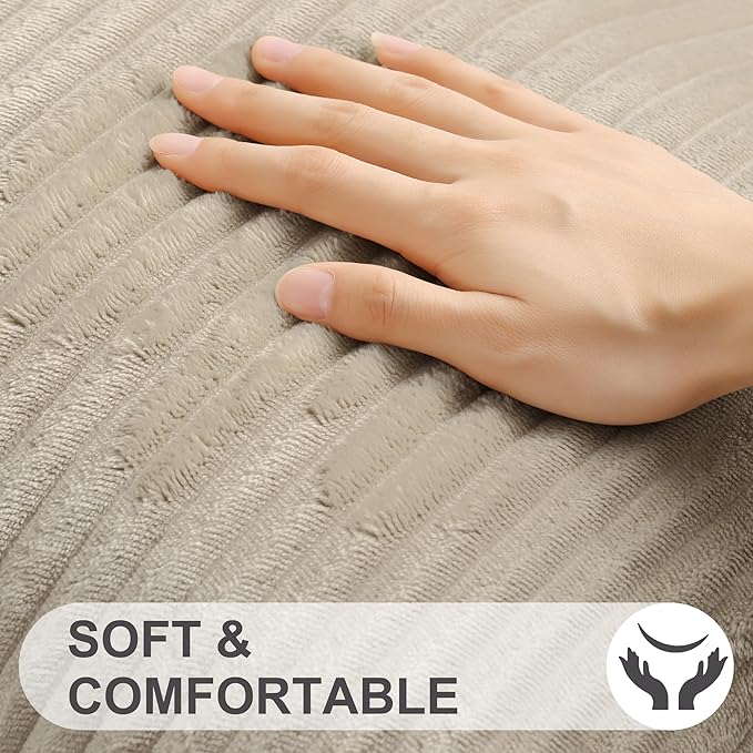 Simmore Decorative Spring Euro Sham Throw Pillow Covers 24x24 Set of 2, Soft Natural Plush Flannel Double-Sided Fluffy Couch Pillow Covers for Sofa Living Room, Khaki