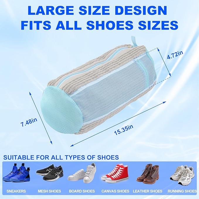 Shoe Washing Bag for Washing Machine - Durable Shoe Washing Machine Bag for Most Children's Shoes (Small Grey 2PCS)