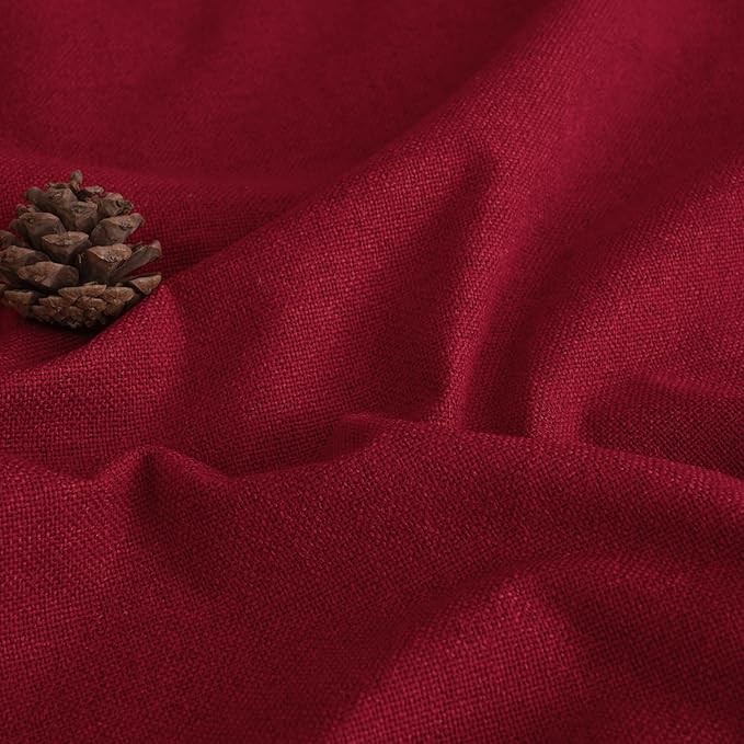 Lajode Red Christmas 100% Linen Blackout Curtains 63 Inch Long 2 Panels, Thick Heavy Thermal Insulated Cold Blocking Noise Reducing Window Curtains for Winter Decoration, Each 52x63 Inch 2 Panels