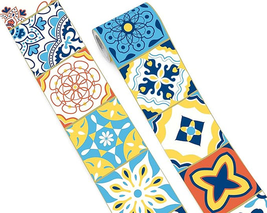 FLFK Wallpaper Border Tile Stickers Peel and Stick Wall Border for Kitchen Backsplash Bathroom Shower Room,5"x240"