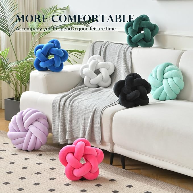 Knot Plush Throw Pillow Handmade Knotted Star Pillow Soft Sofa Lumbar Cushion Stuffed Cushion Home Office Children Room Decor, Navy Blue