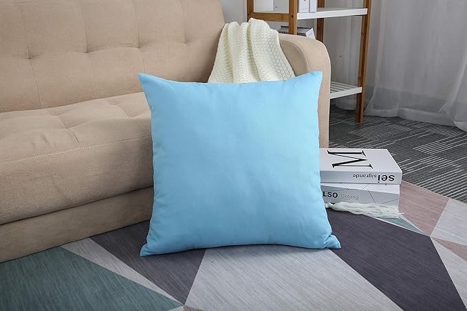 TangDepot Cotton Solid Throw Pillow Covers, 26" x 26" , Sky Blue, 1 Count (Pack of 1)