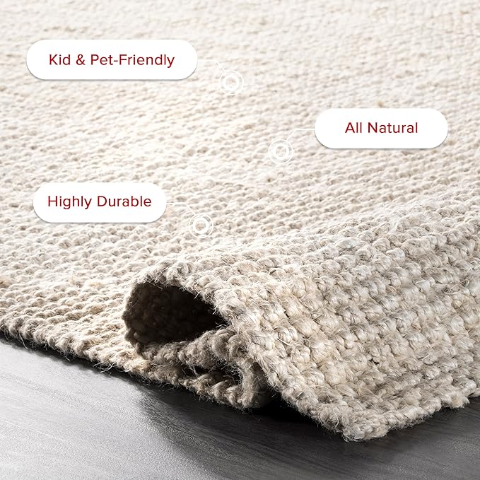 nuLOOM Ashli Solid Farmhouse Jute Runner Rug, 2' 6" x 8', Off-white