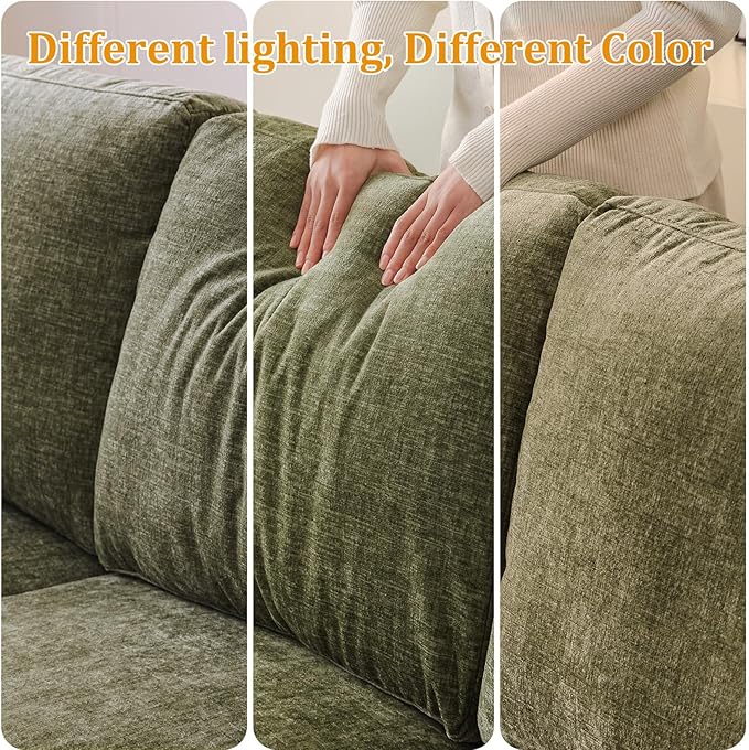 104'' Modular Sectional Sofa with Seats Storage,Oversized L Shaped Couch with Deep Seat,3-Seater Comfy Cloud Couches for Living Room, Movable Ottoman,Chenille,Green
