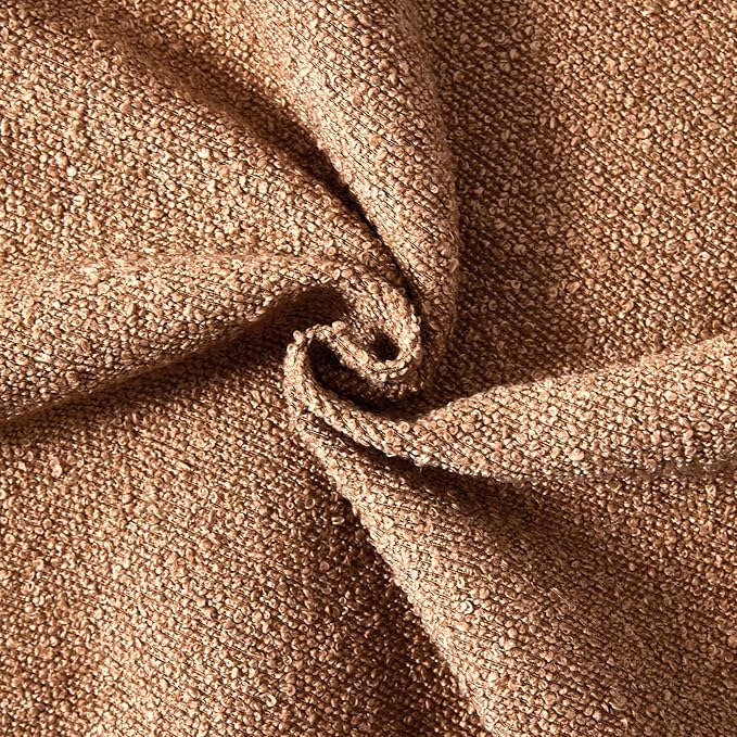 Boucle Decorative Throw Pillow Covers for Couch Set of 2, 26x26 inches, Tobacco