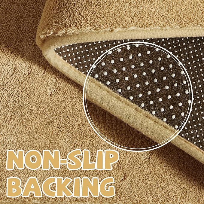 jinchan Solid Plush Runner Rug 2x6 Performance Shaggy Washable Hallway Rug Soft Modern Faux Wool Cozy Non Slip Carpet for Bedroom Laundry Room Living Room Kids Nursery Tan