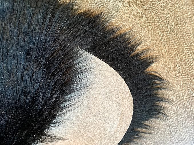 LAMBZY Faux Sheepskin Super Soft Hypoallergenic Silky Shag Rug for Living Room, Kids Room, Sofa (Octo 8 Pelts 6'x8', Black)