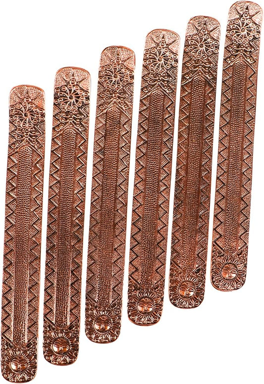 Hosley Set of 6 Metal Incense Stick Holders 9.5-Inch with Ash Catcher, Elegant Copper Finish, Ideal Gift for Wedding, Aromatherapy, Zen, Spa, Reiki, Meditation, Home Decor, Room Decor, Kitchen Decor