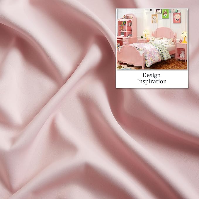 DUALIFE Baby Pink Curtains Blackout 63 Inch Length - Rose Blush Curtains for Nursery Thermal Insulated Room Darkening Curtain Panel Pair with Grommet Top 42 x 63 Inches Long, 2 Panels