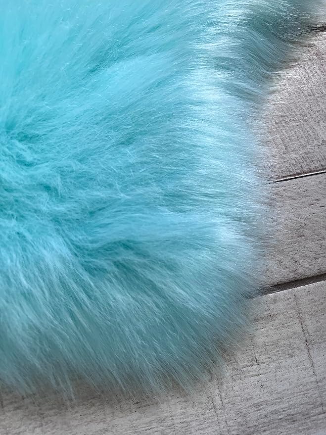 Free Shape Luxury Soft Fluffy Shag Area Rug Double Side by Side 3'x4', 90x120cm - Vegan Fur Ultra Soft Indoor Carpet Nursery Rugs for Bedroom Home Decor, Blue