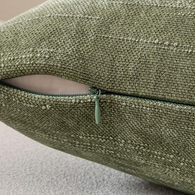 MIULEE Pack of 2 Decorative Throw Pillow Covers Soft Chenille Throw Pillows Solid Textured Cushion Covers for Spring Couch Sofa Bedroom Living Room 20x20 Inch, Sage Geen