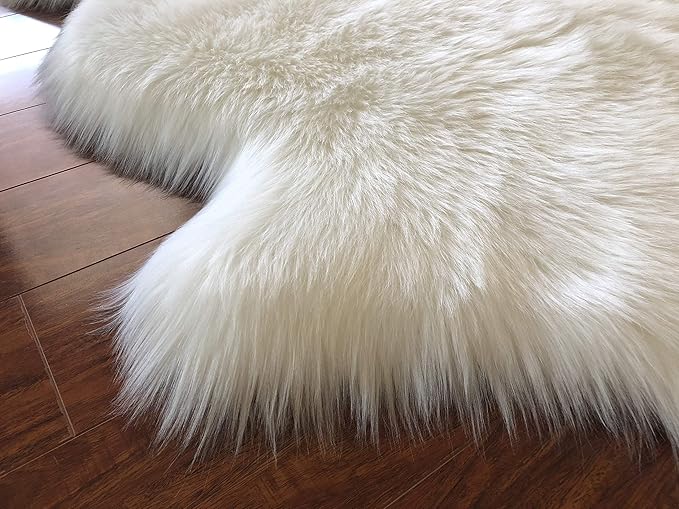 Free Shape Luxury Soft Fluffy Shag Area Rug Single 2'x3',60x90 cm - Vegan Fur Ultra Soft Indoor Carpet Nursery Rugs for Bedroom Home Decor, White