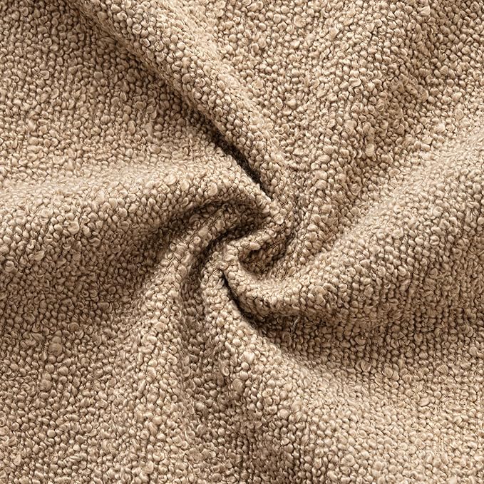 Woaboy Pack of 2 22x22 Inch Decorative Boucle Throw Pillow Covers Textured Square Pillowcaes Accent Euro Solid Cozy Soft Cushion Covers Home Decor for Sofa Couch Living Room Home Decor,Khaki