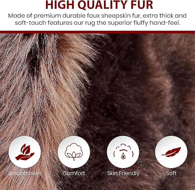 LAMBZY High Pile Super Soft Faux Sheepskin Rug (12'x15, Brown)