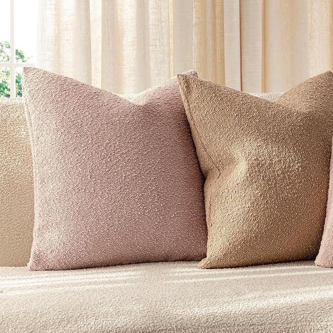 Foindtower Decorative Textured Boucle Throw Pillow Covers Accent Solid Lumbar Pillow Cases Soft Cozy Couch Cushion Case for Chair Sofa Bedroom Living Room Home Decor 12x20 Inch,1PC,Light Pink