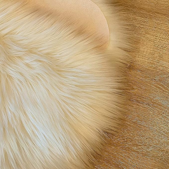 LAMBZY High Pile Super Soft Faux Sheepskin Rug (10'x13', Cream)