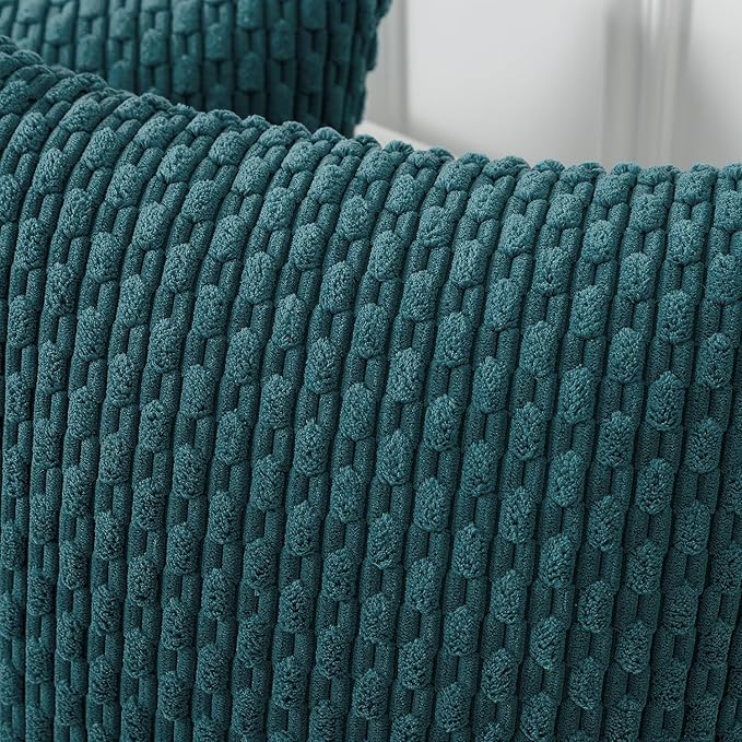 Kevin Textile Throw Pillow Covers Soft Corduroy Decorative Set of 2 Boho Striped Pillow Covers Pillowcases Farmhouse Home Decor for Couch Bed Sofa Living Room 16x16 Inch Teal Blue