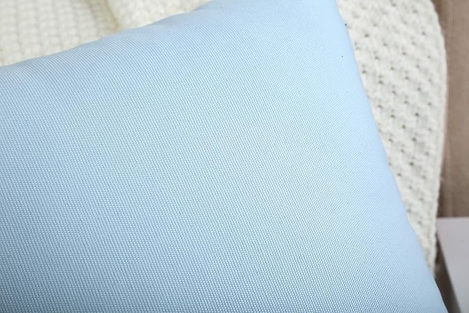 TangDepot Handmade Decorative Solid 100% Cotton Canvas Throw Pillow Covers/Pillow Shams, (12"x18", Light Blue)