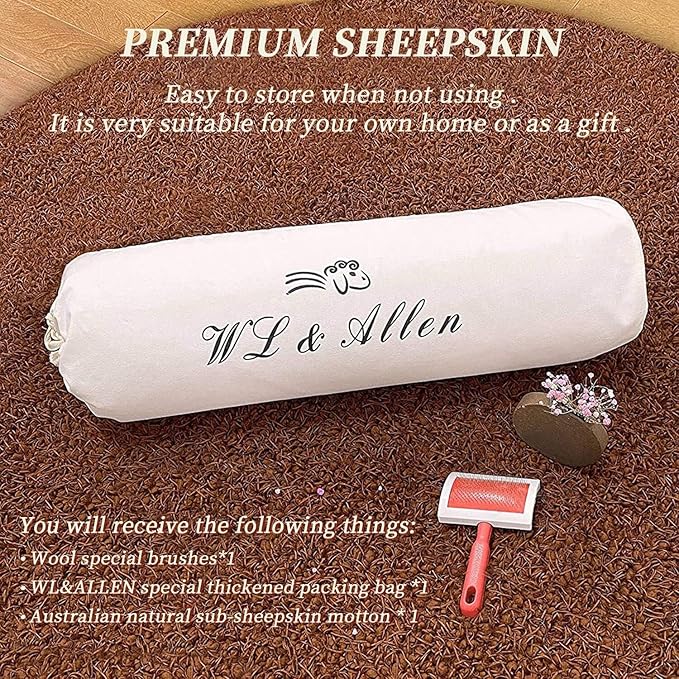 WL&ALLEN Large Sheepskin Rug Genuine Thick and Lush 3 Inch Pile，Luxury Australian Pelts Sheepskin Wool Area Rugs(Large Single Pelt2'6 x 5'，Black)