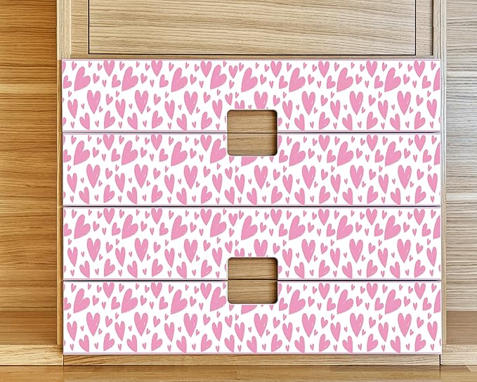 FLFK Pink Heart Wallpaper Border - Peel and Stick Wall Paper, Self Adhesive Removable PVC Borders Sticker, Modern Waterproof Trim for Home Decor, 10" x 240"