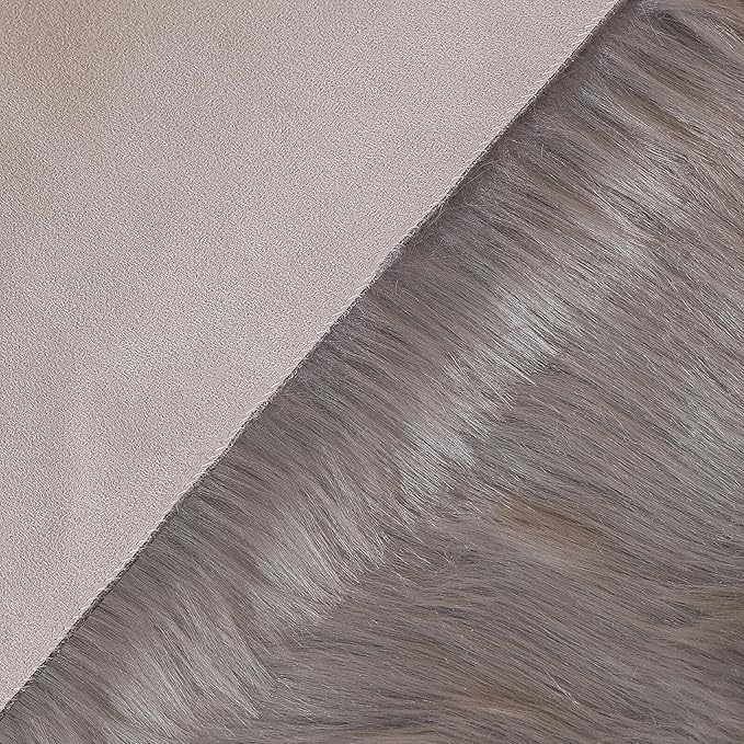 Faux Fur Rug Sheepskin Shag Fluffy Fuzzy Grey 4x6 ft Rugs for Bedroom Bedside Bed Floor Living Room Plush High-Density Cushion Carpet Super Sofa Cover