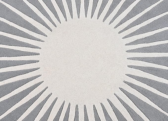 Modern Round Area Rug – Hand-Tufted with 100% NZ Wool, Thick & Soft Circular Carpet for Living Room, Bedroom & Dining Room Decor (Grey, 3' Round)