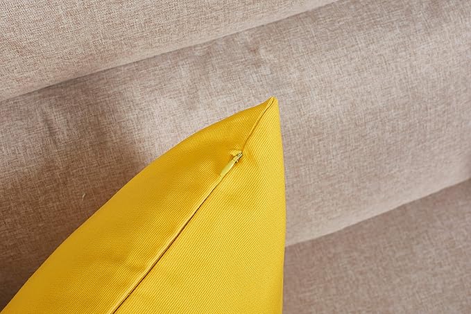 TangDepot Handmade Decorative Solid 100% Cotton Canvas Throw Pillow Covers/Pillow Shams, (12"x18", Yellow)