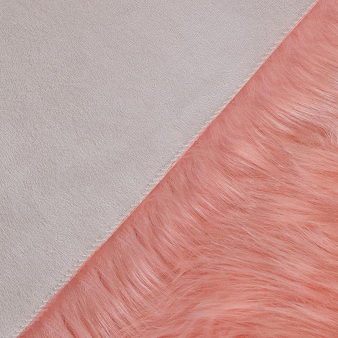 Faux Fur Rug Sheepskin Shag Fluffy Fuzzy Pink 2x3 ft Small Rugs for Bedroom Bedside Bed Floor Living Room Plush High-Density Cushion Carpet Super Sofa Cover