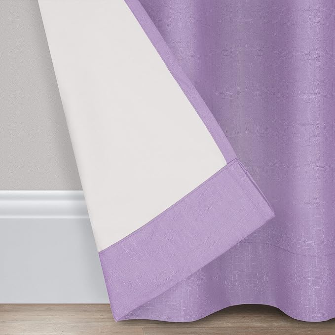 ECLIPSE Kendall Modern Blackout Thermal Rod Pocket Window Curtain for Bedroom or Living Room (1 Panel), 42" x 95", Light Purple