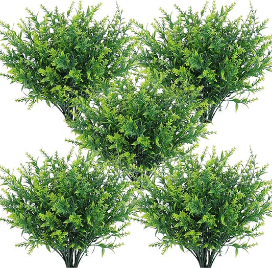 RECUTMS Artificial Outdoor Plants Artificial Flowers for Outside Artificial Plants Indoor Faux Spring Flowers Outdoor Fake Plants Flower Fillers for Bouquets Spring Vase Filler(Green)