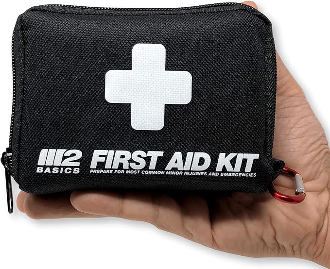 M2 BASICS Premium 150-Piece Mini Emergency First Aid Kit for Car, Backpack, Travel & Outdoors – Compact Medical Supplies for Camping, Hiking & Home