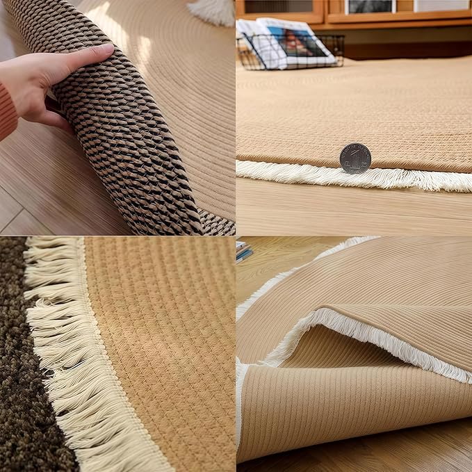 Cotton Rope Area Rug for Cats, Cat Scratching Rug, Washable Round Vintage Reversible Woven Tassel Rug, Soft and Stylish Home Accent, Easy Clean, Multiple Sizes (Gray, 47" (120cm))