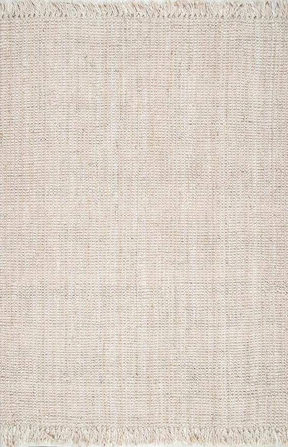 Nuloom Daniela Off-White, 9'6" x 12'6", Handmade, Jute, Tassel, Soft and Textured, High Traffic, Stain Resistant, Easy Clean, Durable Area Rug for Bedroom, Living Room, Dining Space, Foyer, Entryway
