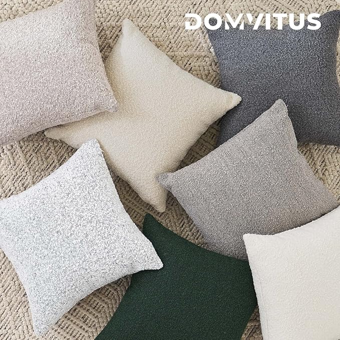 DOMVITUS Luxury Decorative Throw Pillow Cover 18 x 18 Inch Textured Boucle Square Sofa Couch Pillow for Living Room Woven Accent Cushion Case, 1PC, Graphite Grey