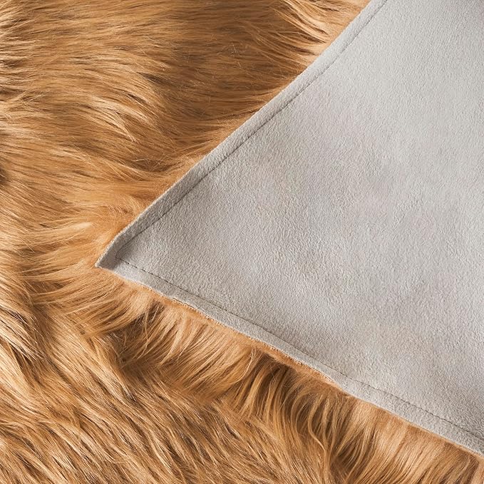 SAFAVIEH Faux Sheep Skin Collection Runner Rug - 2'6" x 6', Camel, Silken Glam Design, Non-Shedding & Easy Care, 2.35-inch Thick Ideal for High Traffic Areas in Living Room, Bedroom (FSS115E)