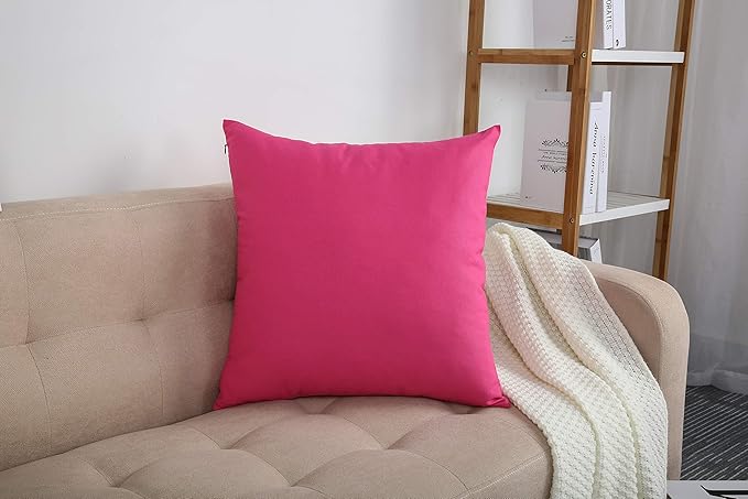 TangDepot Handmade Decorative Solid 100% Cotton Canvas Throw Pillow Covers/Pillow Shams, (22" x22" , Hot Pink, 1 Count (Pack of 1))