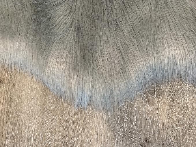 LAMBZY Faux Sheepskin Super Soft Hypoallergenic Silky Shag Rug for Living Room, Kids Room, Sofa (Double 2'x6', Grey)