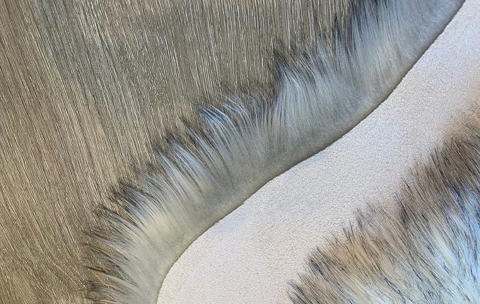 LAMBZY Faux Sheepskin Super Soft Hypoallergenic Silky Shag Rug for Living Room, Kids Room, Sofa (Single and a Half 2'x4'6", White/Black Tips)