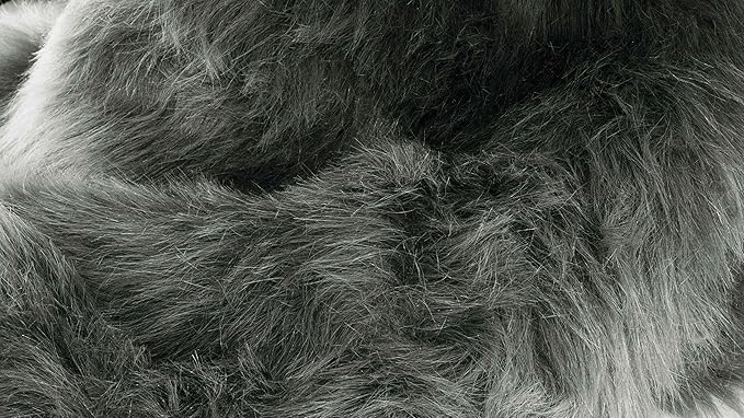 Luxe Gordon Faux Fur Rug with Soft and Fluffy Pile | Machine Washable Living Room Rug with Anti-Slip Backing | Cruelty-Free Area Rugs for Office or Bedroom, Grey, 6 ft x 6 ft