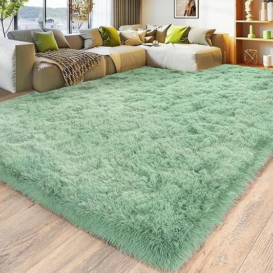 8x10 Large Area Rugs for Living Room, Ultra Fluffy Shag Rug for Bedroom, Modern Plush Soft Carpet for Girls Boys Kids Room Dorm Fuzzy Non Slip Rug for Home Decor Aesthetic, Sage Green