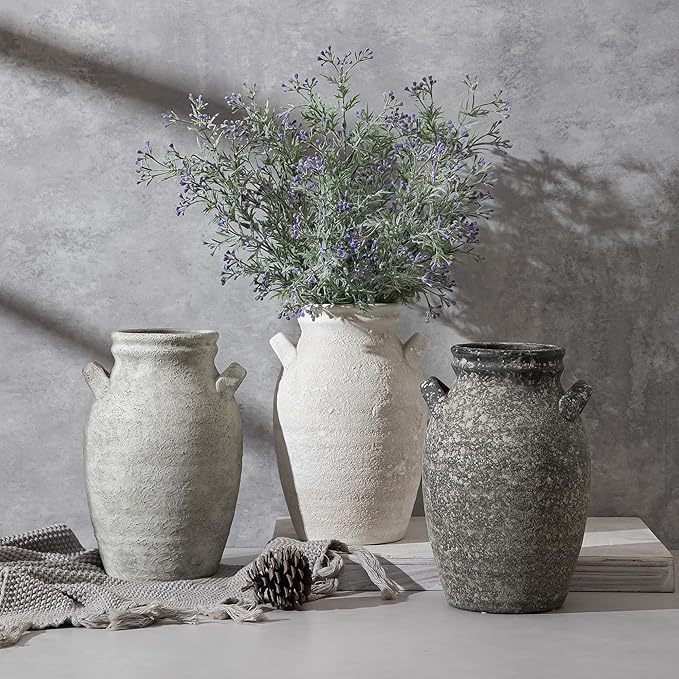 Ceramic Flower Vase Home Decor, 9.76 Inch Black Rustic Farmhouse Vase,Large Decorative Vase for Living Room Bedroom Kitchen Table Office Centerpiece Decorations, Holiday & Wedding