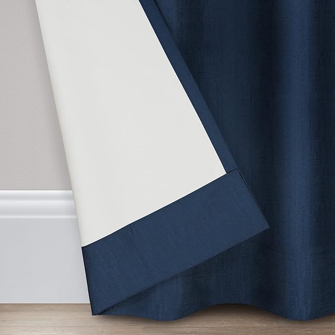 ECLIPSE Kendall Modern Blackout Thermal Rod Pocket Window Curtain for Bedroom or Living Room (1 Panel), 42 in x 95 in, Kendall Denim
