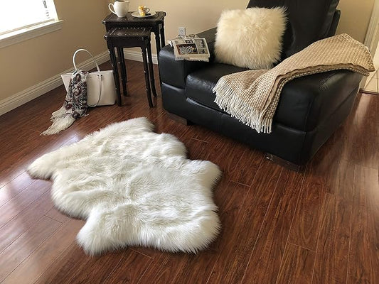 Free Shape Luxury Soft Fluffy Shag Area Rug Single 2'x3',60x90 cm - Vegan Fur Ultra Soft Indoor Carpet Nursery Rugs for Bedroom Home Decor, White
