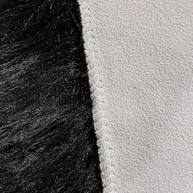 Faux Fur Rug Sheepskin Shag Fluffy Fuzzy Black 6x9 ft Rugs for Bedroom Bedside Bed Floor Living Room Plush Rectangle High-Density Cushion Carpet Super Sofa Cover