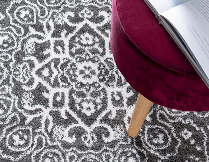 Rugs.com Arlington Collection Rug – 3' x 5' Oval Dark Grey Medium-Pile Rug Perfect for Living Rooms, Large Dining Rooms, Open Floorplans
